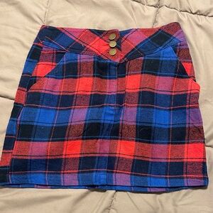 Plaid Red and Blue Women's Skirt